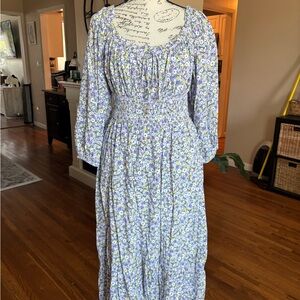 GAP Lavender Floral Maxi Dress with Smocked Waist